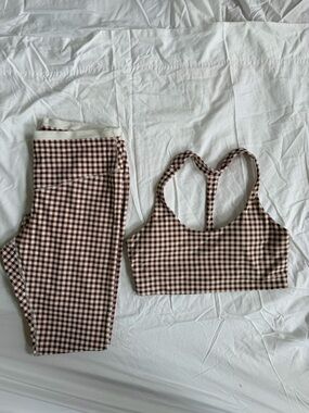 Target Brown and White Gingham Activewear Set